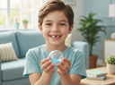 Child holding a retainer case after orthodontic treatment