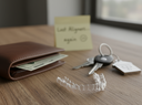 Clear aligners beside wallet and keys representing lost or replacement cost