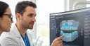 Orthodontist reviewing 3D-printed aligner treatment plan