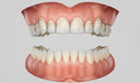 A clean, modern dental scene showing a realistic adult smile