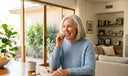 Senior adult comfortably inserting clear retainers designed for easy use and long-term teeth retention.