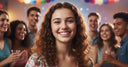 Teen socializing with NewSmile clear aligners discreetly