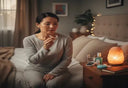 Woman with diabetes preparing to use a night guard for oral protection.